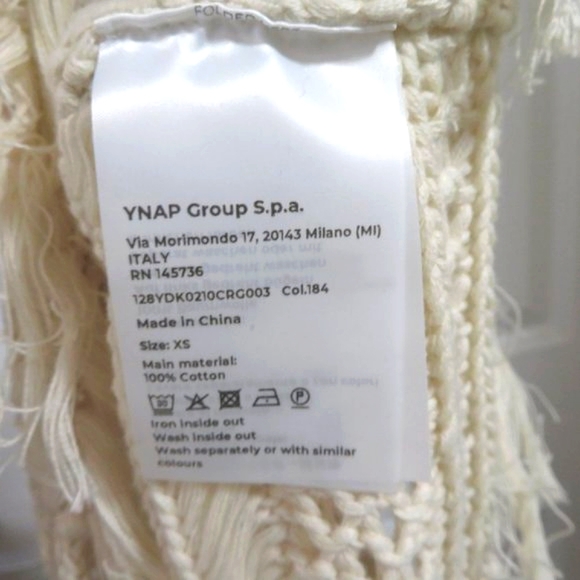 8 By Yoox COTTON CROCHET FRINGED Neutral Top Sweater - Picture 10 of 10